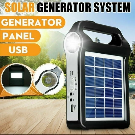 Portable Solar Power Station, 6V 2W Power Bank with LED Flashlight for Outdoor Camping Emergency/Hiking