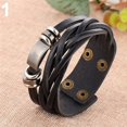 thumbnail image 2 of opvise Men Vintage Multilayer Braided Faux Leather Bangle Cuff Bracelet Wristband, 2 of 8