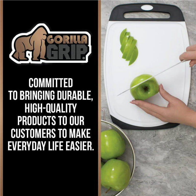 Gorilla Grip Original Oversized Cutting Board, 3 Piece, BPA Free,  Dishwasher Safe, Juice Grooves, Larger Thicker Boards, Easy Grip Handle,  Non Porous