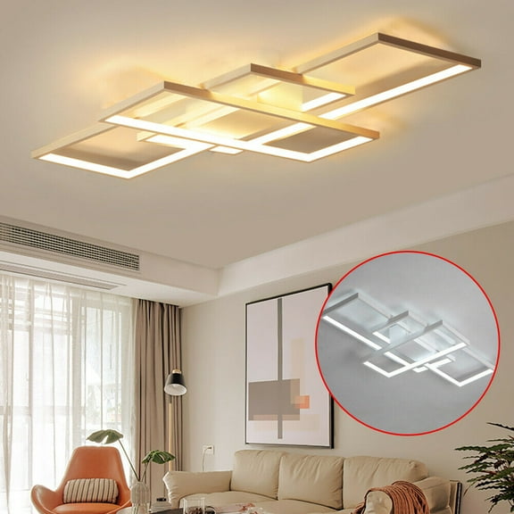 Square Ceiling Light Pendant Dimmable Chandelier with Remote Control
