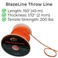 thumbnail image 3 of Blaze Line 100% Polyester Arborist Climbing Throw Line Rope 2mm 150 ft 200 lb Spool Cord Bright Orange, 3 of 11