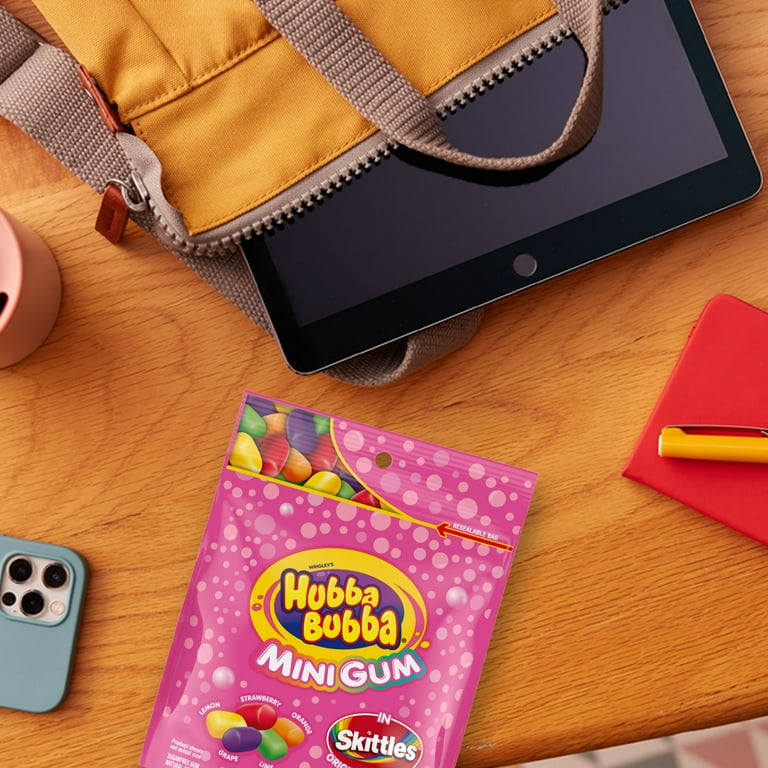 3 pack) Hubba Bubba Minis Skittles Flavored Bubble Gum - 120