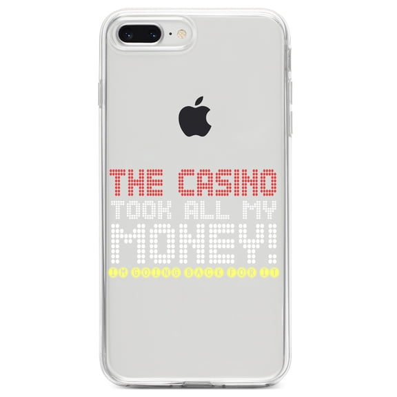 DistinctInk Clear Shockproof Hybrid Case for iPhone 7 PLUS / 8 PLUS (5.5" Screen) TPU Bumper Acrylic Back Tempered Glass Screen Protector - The Casino Took All My Money