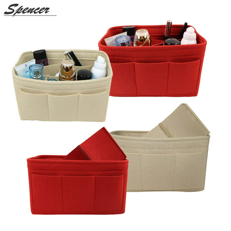 Spencer Felt Insert Purse Organizer Bag In Bag Handbag Compartment Bag  Makeup Cosmetic Pouch Storage Tote Bag M,Red 