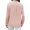 thumbnail image 5 of Hibeli Women Lapel Collar Roll Up Sleeves Button Down Pocket Solid Color Shirts, 5 of 7