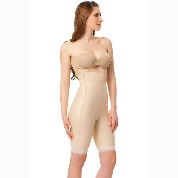 Isavela GR03 High Waist Abdominal Girdle with Zippers - XL - Beige