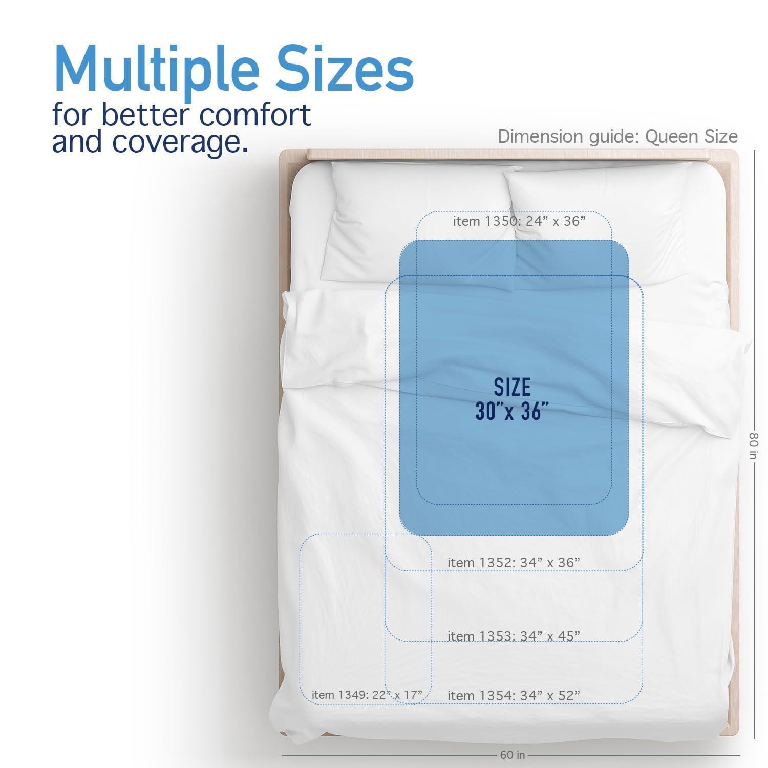 Dynarex DynaCare Incontinence Bed Pads, Reusable Washable Underpads, 30" x 36", Blue, 3 Count