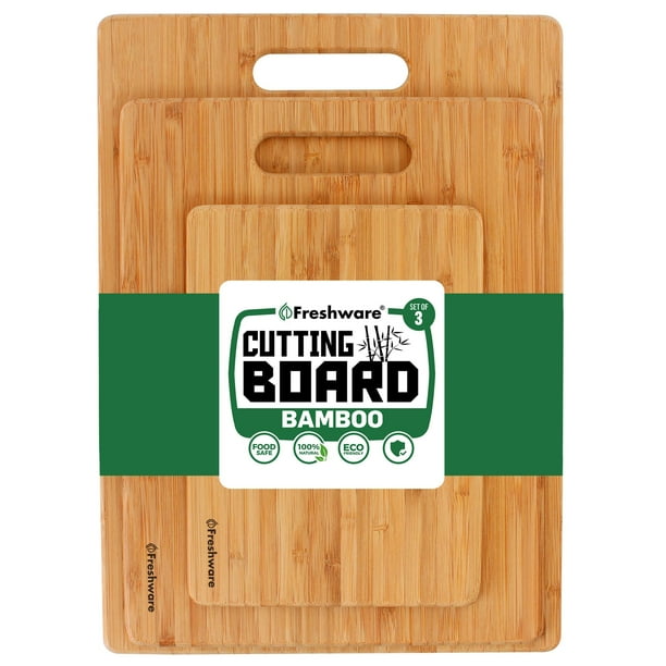 Juego de 3 tablas de cortar de bambú Freshware con asas