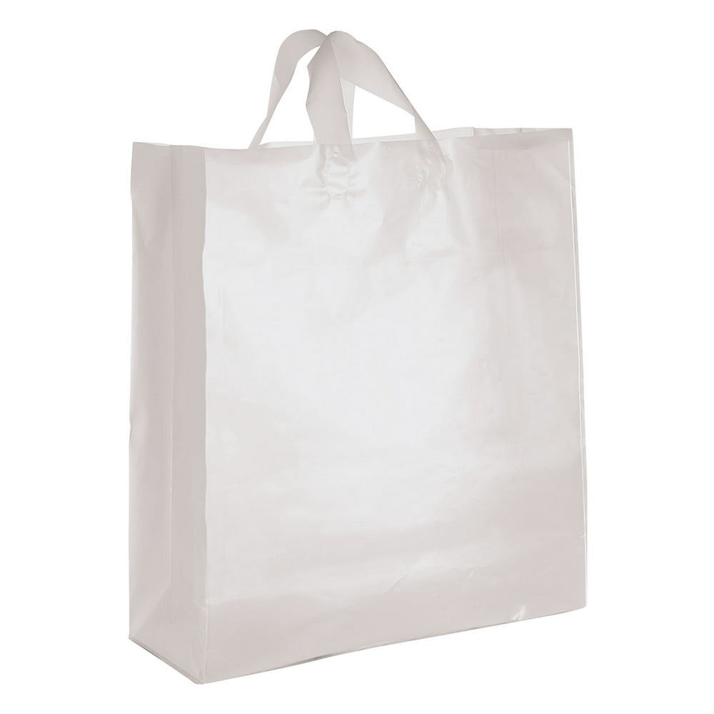 Jumbo Clear Frosted Plastic Shopping Bags Case of 25