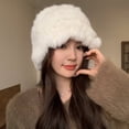 thumbnail image 3 of Gorro de felpa de nube de otoño e invierno para mujer, gorro de piel de conejo cálido de estilo coreano, gorro de lavabo peludo pequeño con apariencia de cara y circunferencia de cabeza, 3 of 5