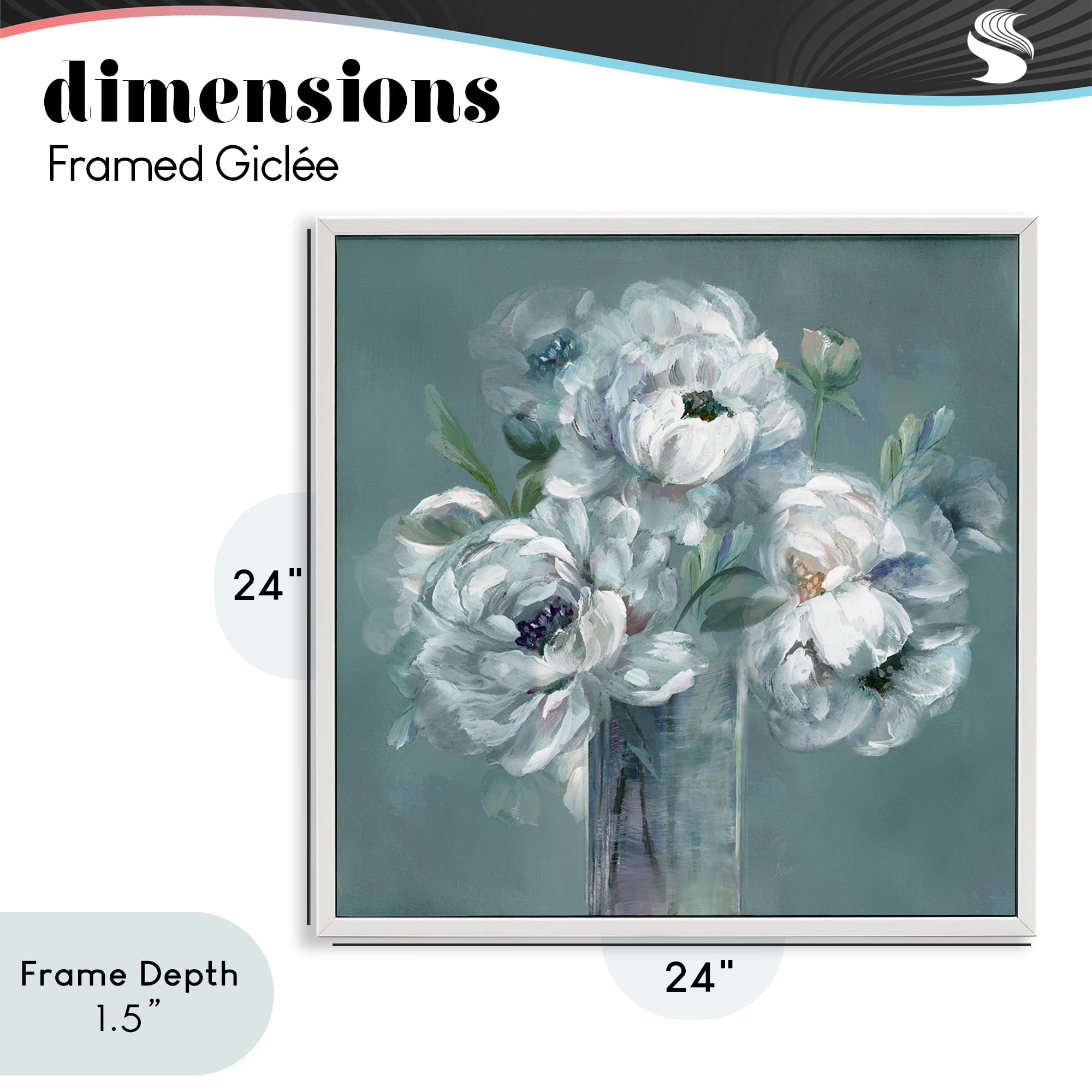 Stupell Industries White Peony Impression in Vase White Framed Giclee Art, design by Nan