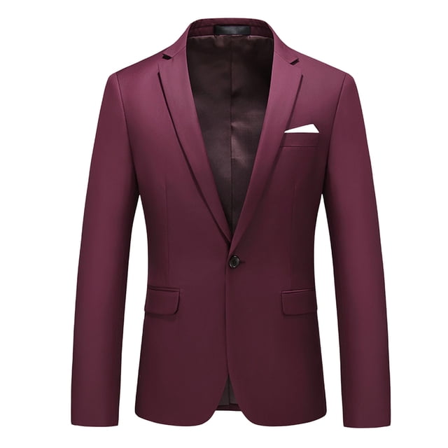 Jackets for Men, Casual Solid Lapel Long Sleeved Button Business Wedding Suit Jacket with Pockets, Men's Jacket