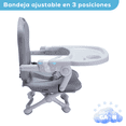 thumbnail image 2 of Silla Periquera de Bebe Portátil Plegable con Altura Regulable con Charola para Comer Gris Gaon Booster, 2 of 7