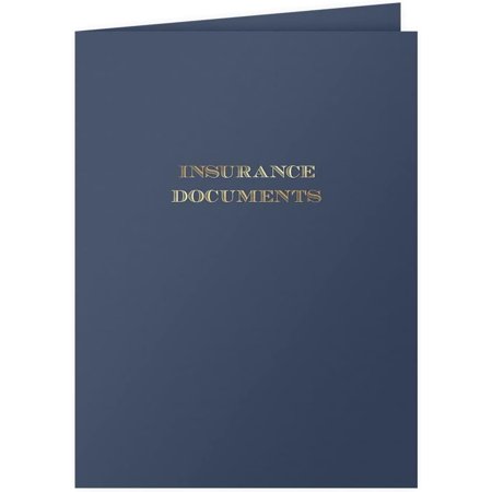 25 Count, Blue, Insurance Documents Pocket Folders, Gold Foil Stamped, for Policy Agents (9 x 12)