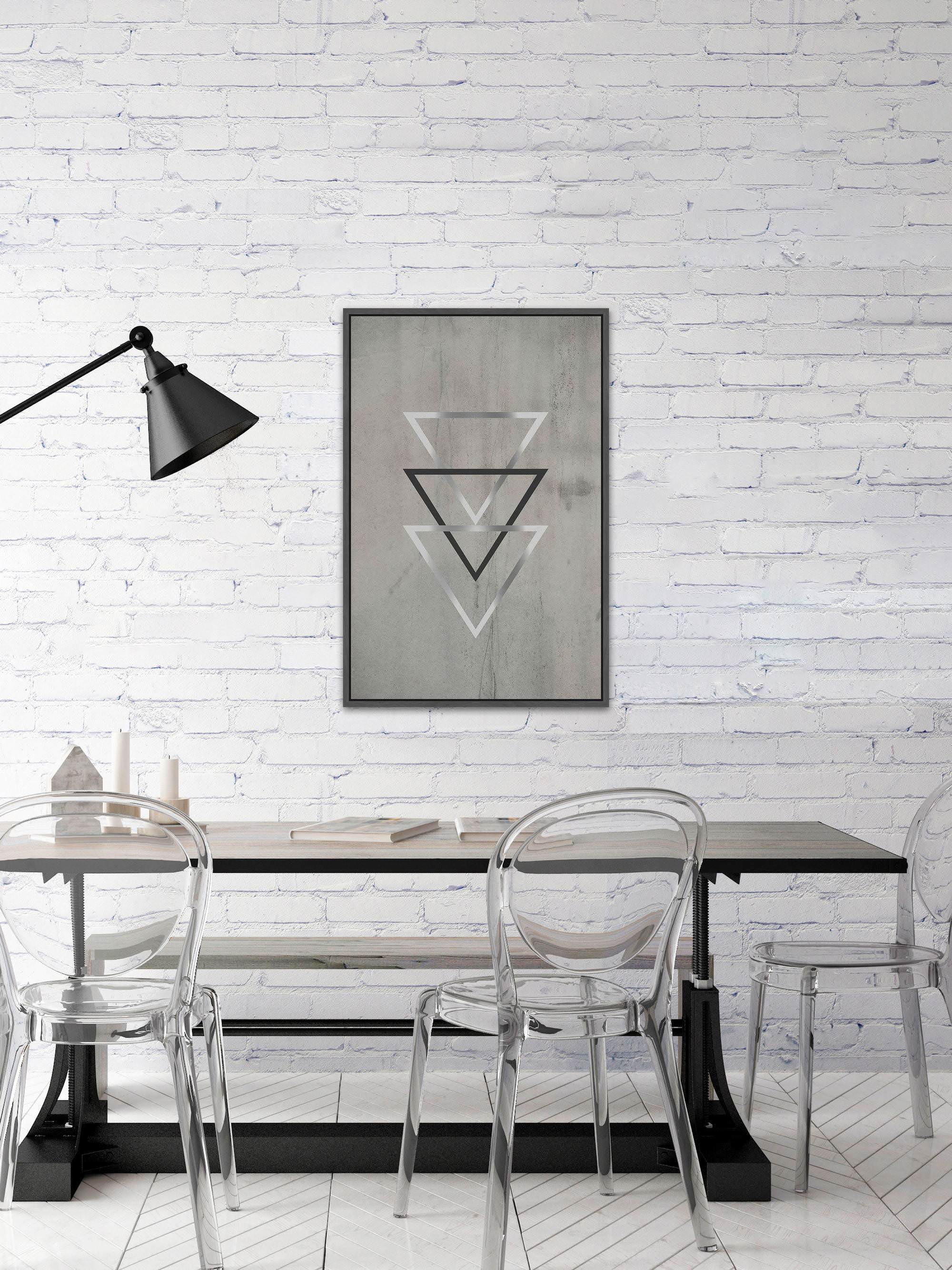 Silver Triangles Floater Framed Painting Print on Canvas