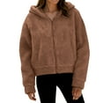 thumbnail image 4 of DAFPZW Faux Fur Fleece Jacket for Women Zip Up Sherpa Jackets Fluffy Coat Fuzzy Teddy Winter Hoodies, 4 of 9