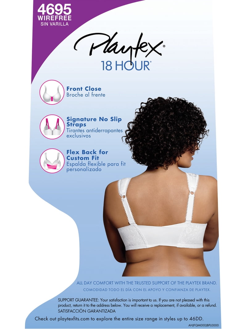 Playtex Women's 18 Hour Front Close Bra #4695 – Flex Back, Wide Padded Straps, Fuller Figure Support
