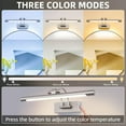 thumbnail image 2 of Vanity Wall Light for Bathroom Over Mirror Light 40cm 9W, Dimmable 3 Color Temperature, Arc Arm Mirror Lighting Lamp Silver, 2 of 3