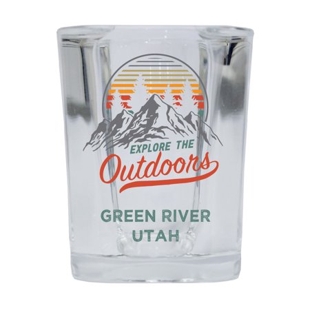 

Green River Utah Explore the Outdoors Souvenir 2 Ounce Square Base Liquor Shot Glass 4-Pack