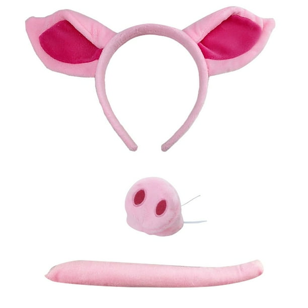 Diadema De Cerdo Con Orejas Y Cola, Accesorio Para Disfraz, Rosa