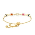 thumbnail image 3 of 18K Yellow Gold Plated Silver 7X5MM Oval Cut Simulated Multi-Color Birthstone & Round White Lab Grown Diamond Tennis Bolo Adjustable Bracelet (5.25Cttw, Adjustable Up to 9 Inches), 3 of 5