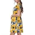 thumbnail image 2 of Disketp Blue Striped Sunflower para Vestido de Manga Corta para Mujeres, Vestidos de Verano para Mujeres, Casual y Holgado para la Playa, 2 of 6