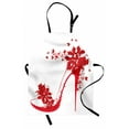 thumbnail image 1 of High Heels Apron, High Heel Shoes with Butterfly and Floral Ornaments Girlish, Unisex Kitchen Bib with Adjustable Neck for Cooking Gardening, Adult Size, Dark Coral Scarlet White, by Ambesonne, 1 of 4