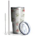 thumbnail image 2 of 30oz Pioneer Flower Floral Print Pattern Tumbler, Double Wall Vacuum Insulated Cup, BPA-Free Leak Proof Lid & Reusable Straws, Hot 12h, Cold 34h, 2 of 6