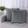 thumbnail image 1 of EastVita Throw Pillow Covers With Pom Poms Soft Solid Velvet Pillow Cases Square Decorative Cushion Covers For Couch Bedroom Car Sofa Outdoors, 1 of 8