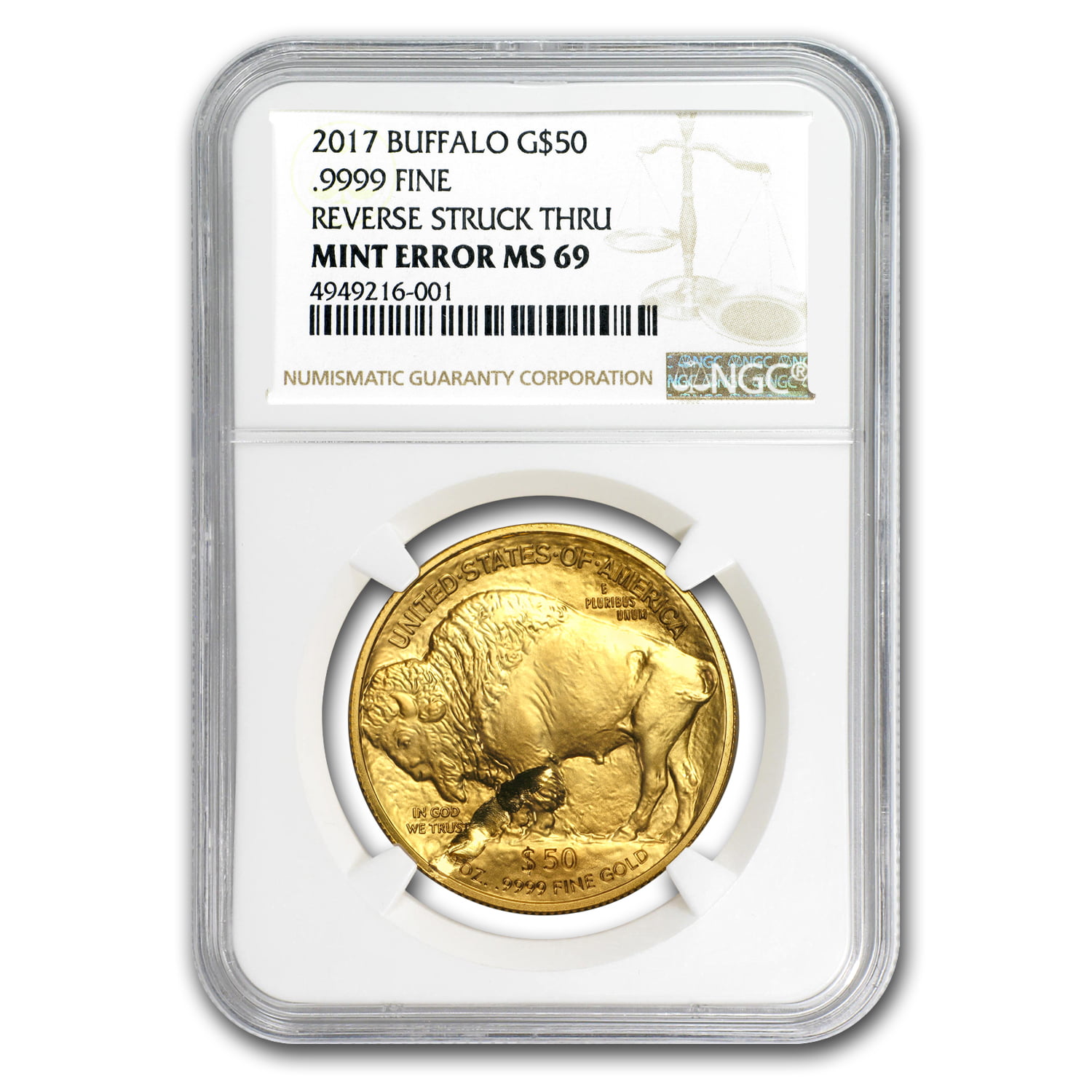 2017 1 oz Gold Buffalo (Mint Error, Rev Struck Thru) - Walmart.com