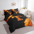thumbnail image 2 of Castle Fairy Orange Basketball Initial T Full Size Bedding Sets 7 Pieces, Abstract Watercolor Splash Full Size Bed in a Bag, Black Orange,Black Reversible, 2 of 7