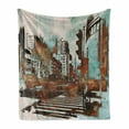 thumbnail image 1 of Grunge Soft Flannel Fleece Throw Blanket, Urban Cityscape Contemporary Abstract Acrylic Paint Style Brush Strokes, Cozy Plush for Indoor and Outdoor Use, 70" x 90", Seafoam Brown White, by Ambesonne, 1 of 6