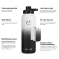thumbnail image 4 of GEDUX Vacuum Insulated Water Bottle 40oz Stainless Steel, BPA Free, Leakproof, 12H Hot 24H Cold, with 2 Lids for Camping, White Black Gradient, 4 of 5
