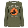 thumbnail image 4 of WREESH Halloween Sweatshirts Women Casual Full Sleeve Round Neck Tops Loose Blouse Print Graphic Sweatshirt Olive Green, 4 of 5