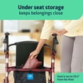 thumbnail image 2 of Medline Steel Rollator Walker with Seat for Seniors, Foldable, Burgundy, 2 of 7