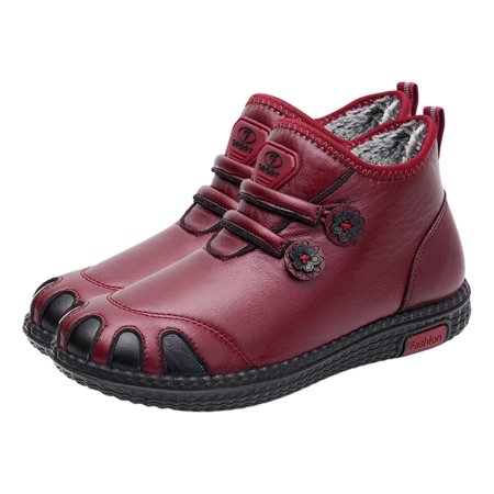 

Rbaofujie Boots for Women Womens Snow Boots Winter Warm Booties Skin Lined Antislip Ankle Boots Outdoor Slip On Water Proof Booties Comfortable Warm Shoes Red