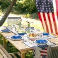 thumbnail image 4 of Table Runner Dresser Scarves 48 Inch Long, Memorial Day Patriotic Blue and Red Star Linen Dining Table Runners American Flag on Cotton Linen Tabletop Scarf for Wedding Holiday Party Kitchen, 4 of 7