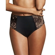 Maidenform Womens Sexy Lace Light Control Thong, S, Black w/Body Beige Lining
