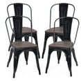 thumbnail image 3 of Costway Set of 4 Dining Side Chair Stackable Bistro Metal Wood Stool Black, 3 of 10