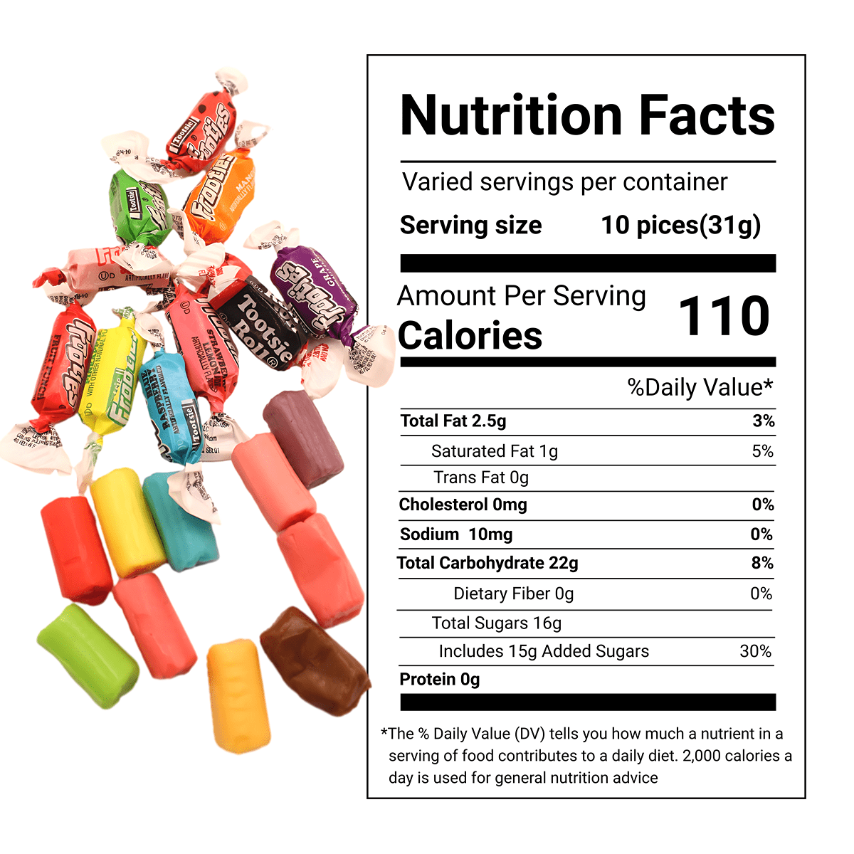 Assorted Tootsie Frooties Chewy Candy Variety Pack | 5 Pound (80 oz) | 10 Flavors Mix - Individually Wrapped Bulk Candy