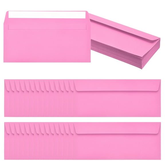 Uxcell 60 Pack Rose #10 Business Envelopes, Colored Self Seal Letter Size