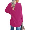 thumbnail image 2 of Fangasis Women Tee Long Sleeve T-shirt V Neck T Shirt Ladies Casual Tunic Blouse Plain Dailywear Pullover Rose Red M, 2 of 3