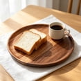 thumbnail image 4 of Twfbrm Round Solid Wood Serving Tray, 12 Inch Large Decorative Tea Tray with Walnut Finish Coffee Table Tray, Non-Slip Breakfast Tray for Tea, Coffee, Snack Food, Meals, 4 of 5
