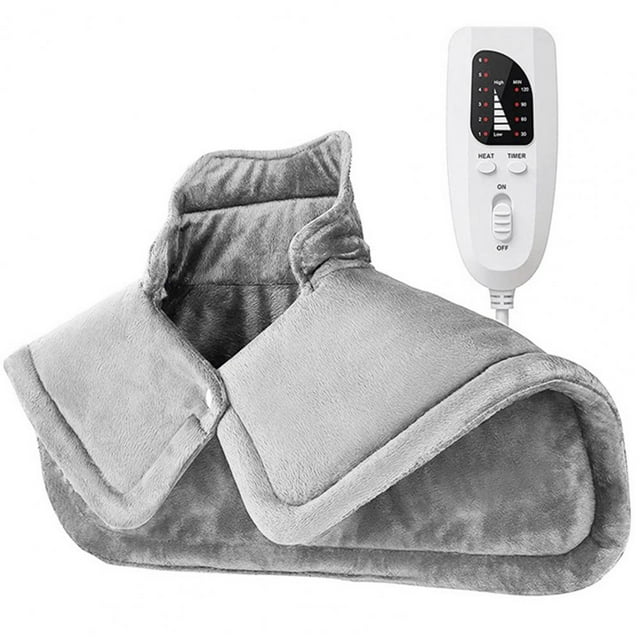 Almohadilla calefactora con cierre de hebilla, modo de apagado automático, mantiene el calor, de felpa, para hombro, cuello, Protector de espalda, manta eléctrica, chal para el hogar