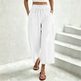 thumbnail image 5 of Sevevn Women's Cropped Casual Wide Leg Palazzo Pants Elastic Waisted Flowy Trousers with Pockets, 5 of 8