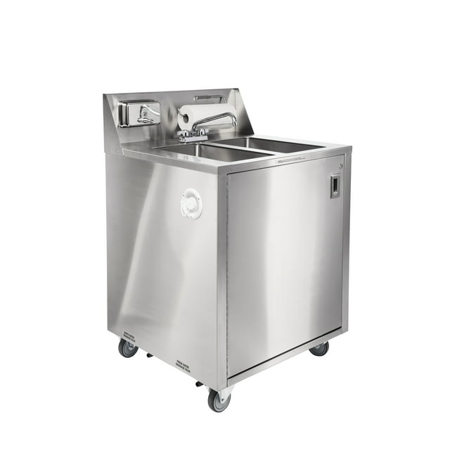 Stainless Steel Double Basin Portable Sink Hand Wash Station Sink with Hot Water