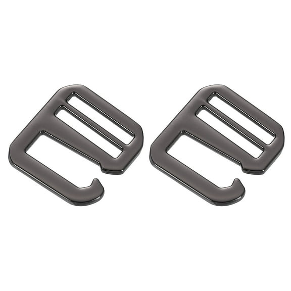 2Pack G-Hook Webbing Buckles, 20mm Flat Tri-Glide, Metallic Black
