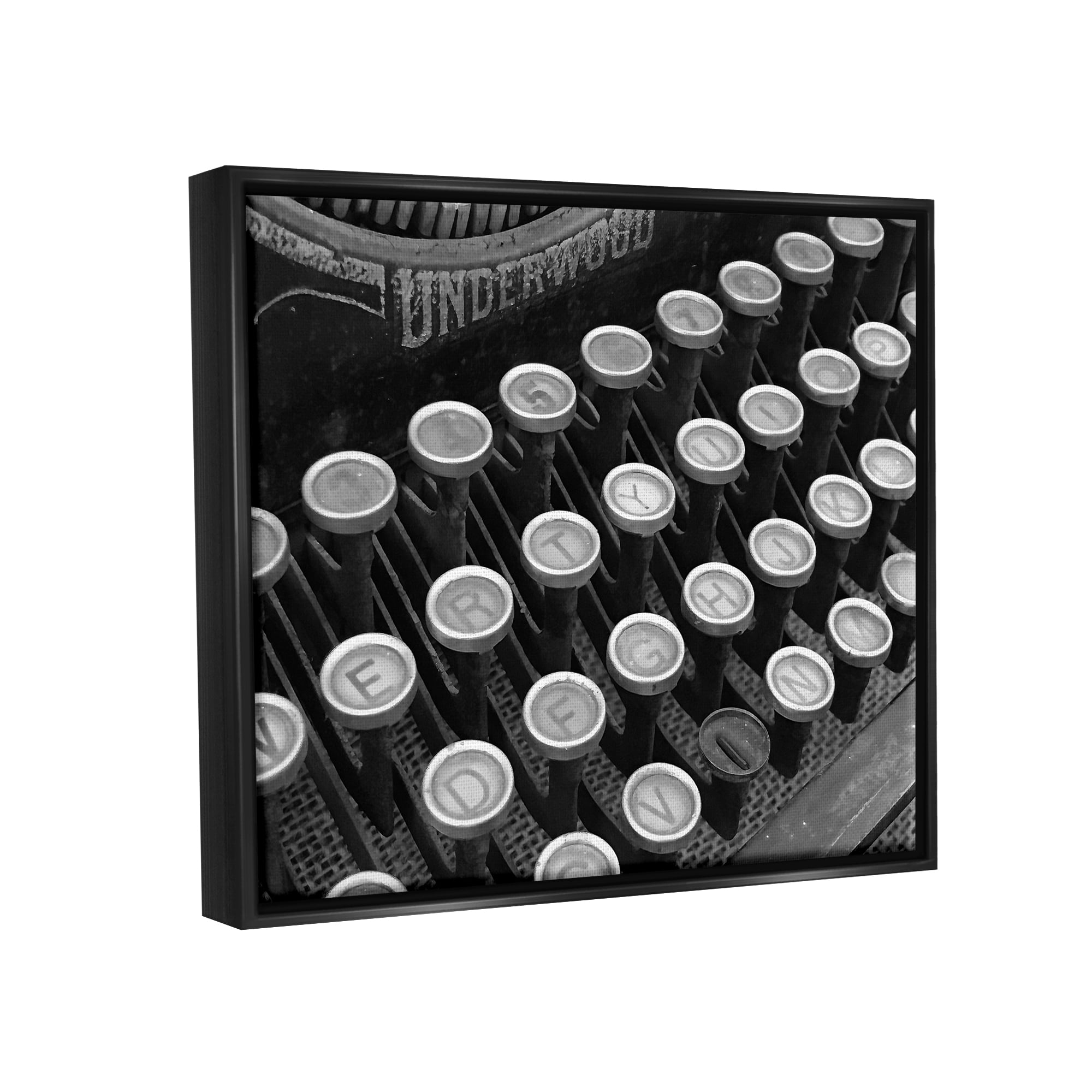 Stupell Industries Antique Typewriter Keys Literature & Flim Photography Black Floater Framed Canvas Art Print Wall Art, 31 x 25