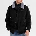 thumbnail image 2 of Men's Warm Fleece Jacket, Casual Style, Flared Collar, Long Sleeve, Button Closure, 2 of 9