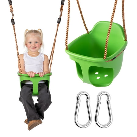 Acorn Adventures Toddler Swing Seat – Baby Bucket Swing for Outdoor Backyard & Porch, Adjustable Ropes, Easy Install, Weather-Resistant HDPE - Green